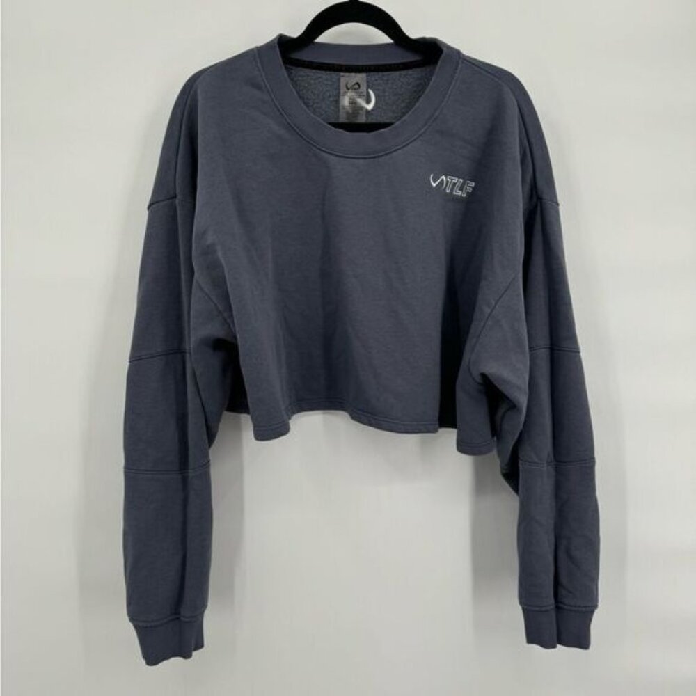 TLF Oversized size XL Crop Sweat Shirt? EUC Steel Blue Comfy Active Wear